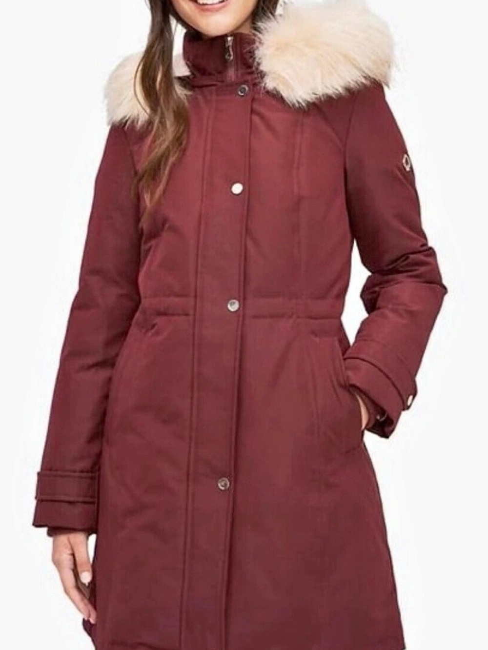 Kate Spade Burgundy Hooded Puffer Coat Like New